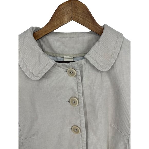 J. Crew Tan Corduroy Button Front Long Sleeve Collared Peplum Back Jacket Size 8 - Picture 3 of 10